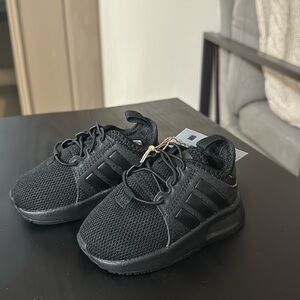 NWT Baby Boy 4K Toddler Black Adidas X PLR Sneakers Shoes with Laces
